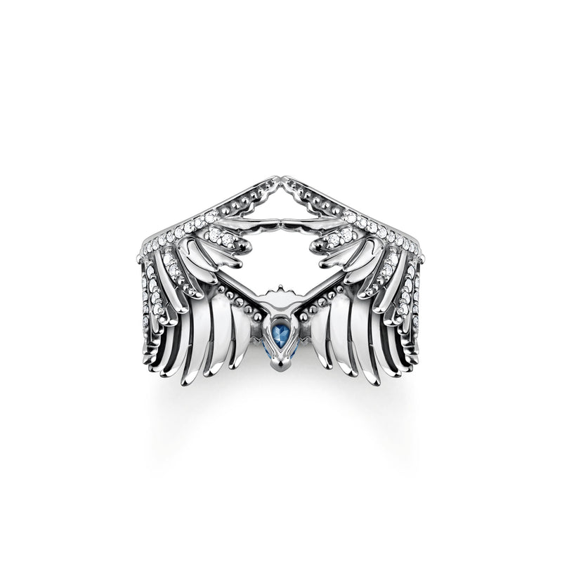 THOMAS SABO Ring phoenix wing with blue stones silver