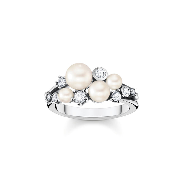 THOMAS SABO Ring pearls with white stones silver