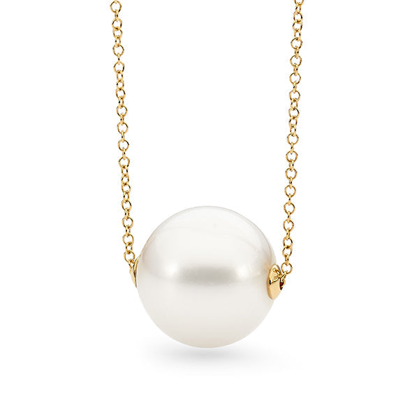 9ct Yellow Gold Freshwater Pearl Edison Chain Necklace 
