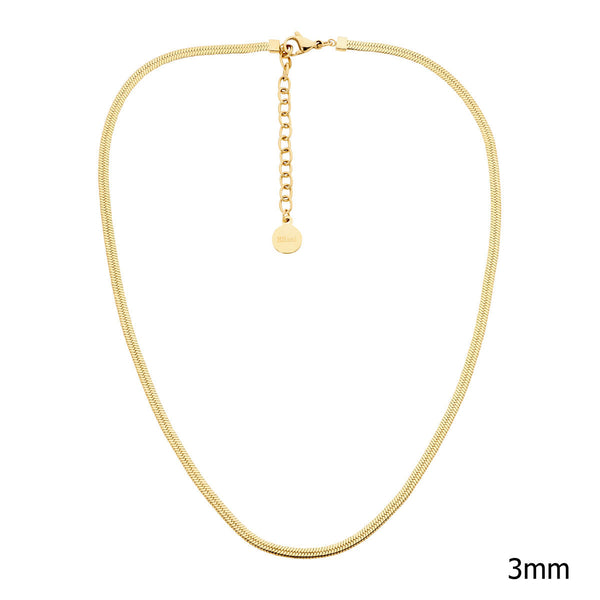 Stainless Steel 3mm Herringbone Chain with Gold IP Plating 