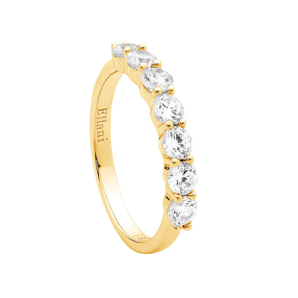 Sterling Silver Cubic Zirconia Ring with Gold Plating 
