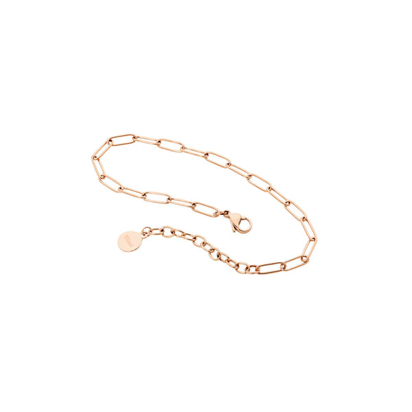 Stainless Steel Paperclip Chain Bracelet with Rose Gold IP Plating 