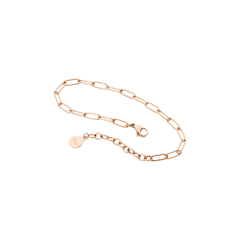 Stainless Steel Paperclip Chain Bracelet with Rose Gold IP Plating 