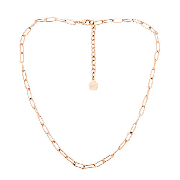 Stainless Steel Paperclip Chain with Rose Gold IP Plating 