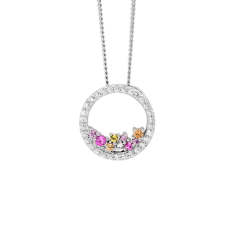 Sterling Silver Cubic Zirconia Open Circle Pendant