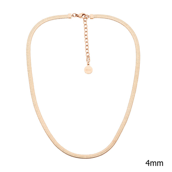 Stainless Steel 4mm Herringbone Chain with Rose Gold Ip Plating 
