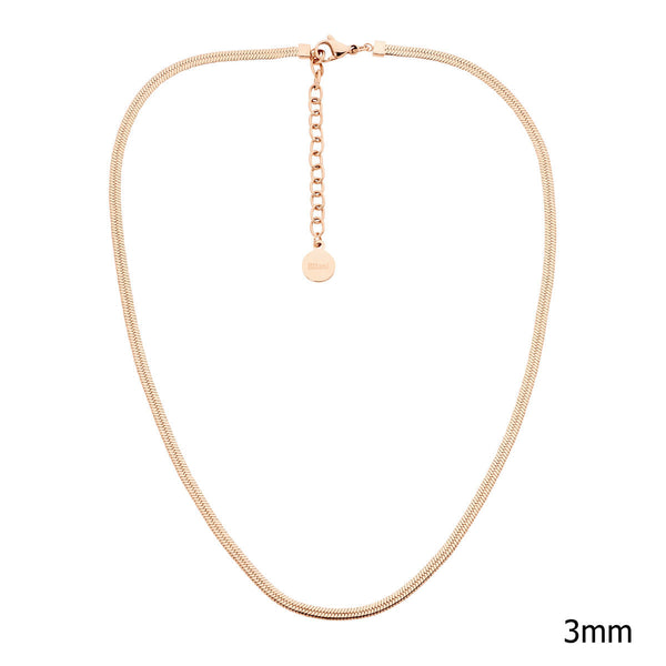 Stainless Steel 3mm Herringbone Chain with Rose Gold IP Plating 