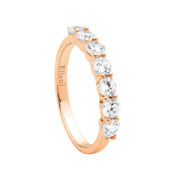 Sterling Silver Cubic Zirconia Ring with Rose Gold Plating 