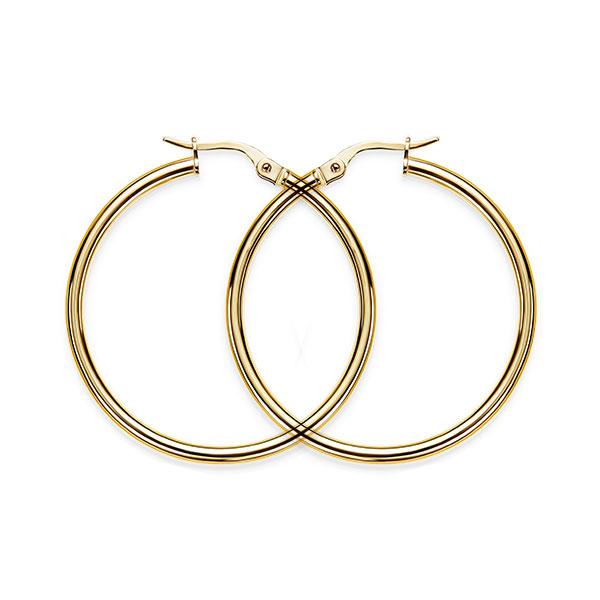 9ct Gold Polished Hoops 30mm